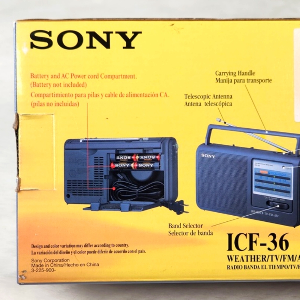 SONY ICF-36 TV/Weather/FM/AM/4 Band Radio VTG 2001 In Original box RARE - Picture 6 of 16